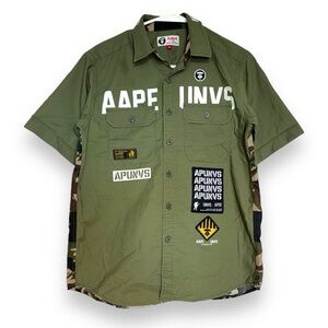 A Bathing Bape Aape Casual Button Up shirts Camouflage Military streetwear Men M